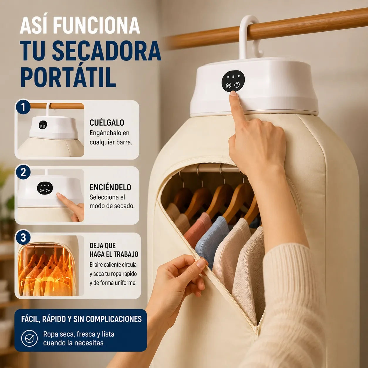 Secadora de Ropa Portátil      WarmDry Pro™