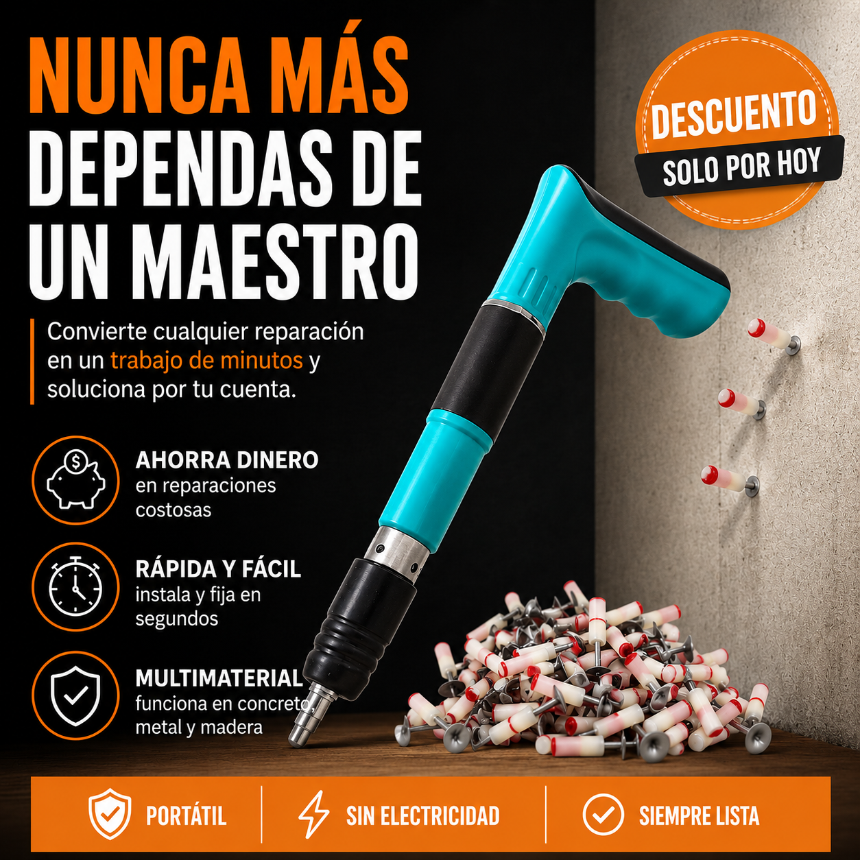 PISTOLA DE CLAVOS + 100 CLAVOS CLAVASHOT™