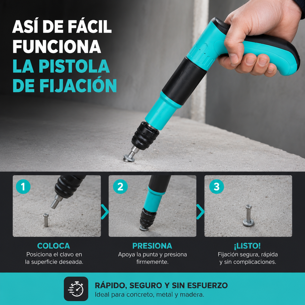 PISTOLA DE CLAVOS + 100 CLAVOS CLAVASHOT™